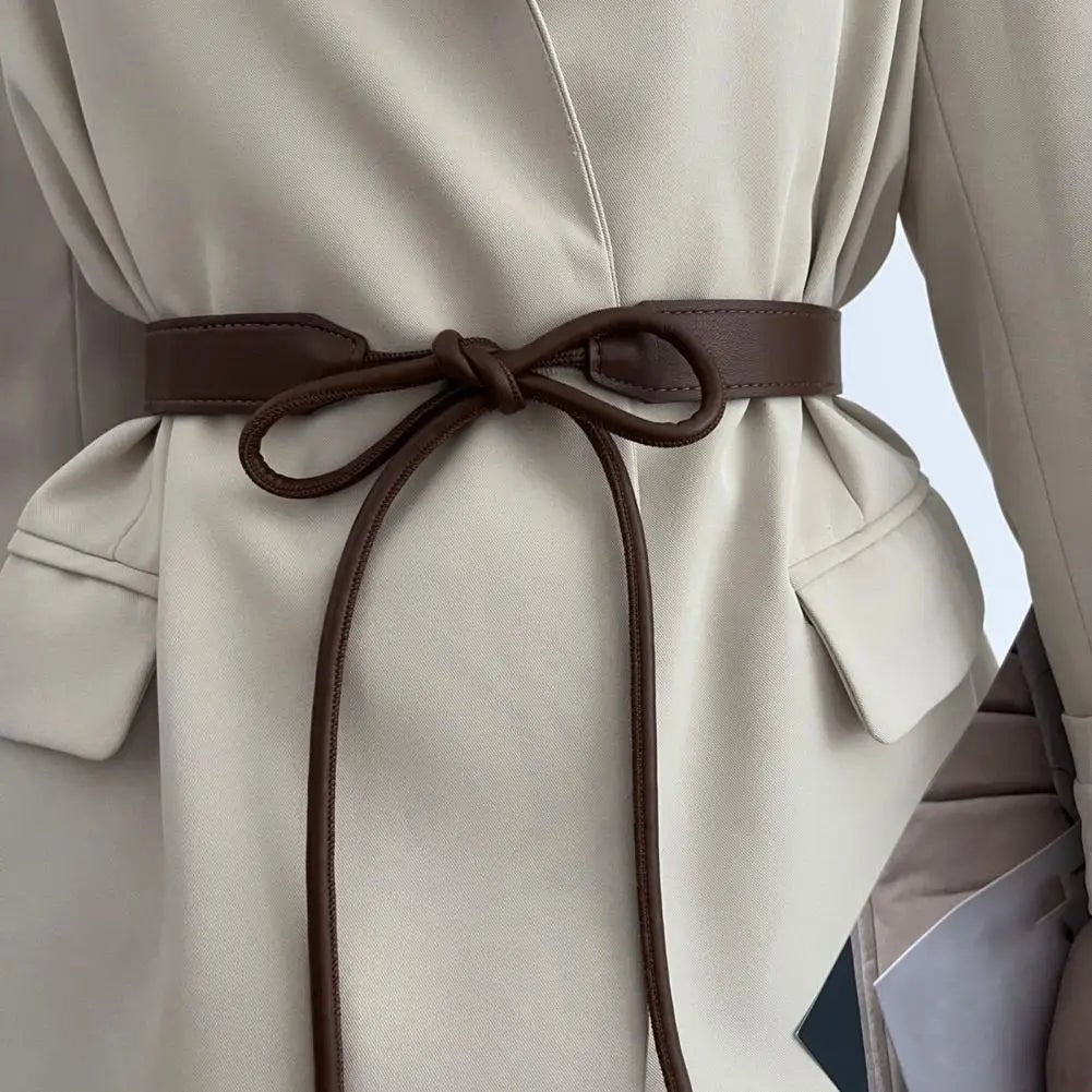 Wear-resistant Women Belt Adjustable Faux Leather Lace-up Women's Waist Belt for Sweater Dress Coat Narrow for Decoration - KME means the very best