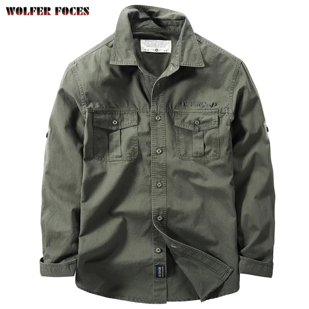 Wolfer Forces Men's Casual Oversize Shirt - Elegant Long Sleeve Oxford Shirt for Autumn - KME means the very best