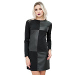 Load image into Gallery viewer, Women Vintage Leather Patchwork Elegant Dress - KME means the very best
