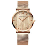 Load image into Gallery viewer, Wood Grain Walnut Japan Quartz Movement Ladies Watches Luxury Brand Stainless Steel Mesh Band Waterproof Women Wrist watches - KME means the very best
