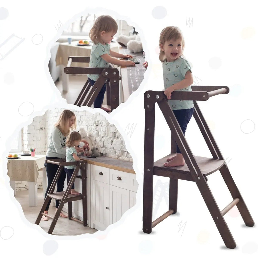 Wooden Step Stool for Preschool - Kid Chair That Grows - Chocolate - KME means the very best