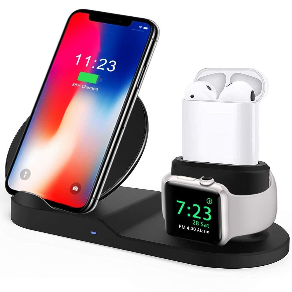 3 In 1 Wireless Dock For Apple watch station Charger stand For Airpods for IPhone 12 11 10 9 iWatch series 6 se 5 4 3 2 1 - KME means the very best