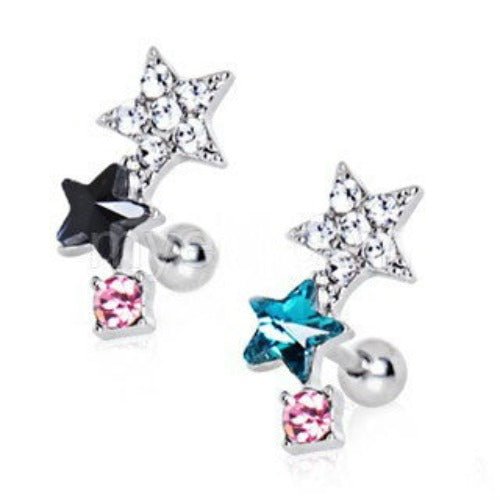 316L Stainless Steel Art of Brilliance Star Power Cartilage Earring - KME means the very best