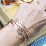 Load image into Gallery viewer, Adjustable Hammered Copper Overlap Bangle For Him or Her - KME means the very best
