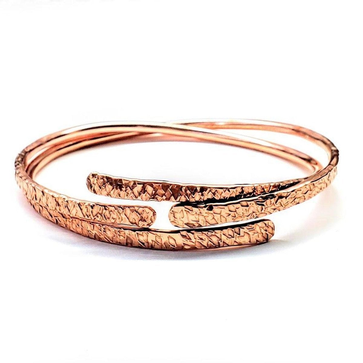 Adjustable Hammered Copper Overlap Bangle For Him or Her - KME means the very best