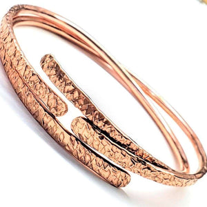 Adjustable Hammered Copper Overlap Bangle For Him or Her - KME means the very best