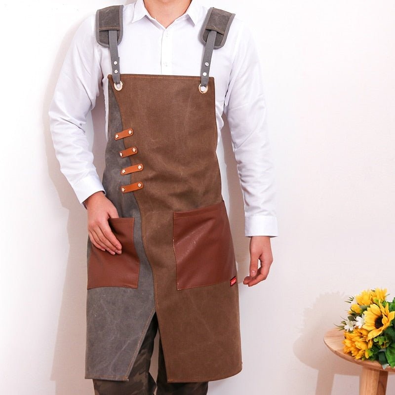 Apron New Durable Goods Heavy Duty Unisex Canvas Work Apron with Tool Pockets Cross-Back Straps Adjustable For Woodworking Painting - KME means the very best