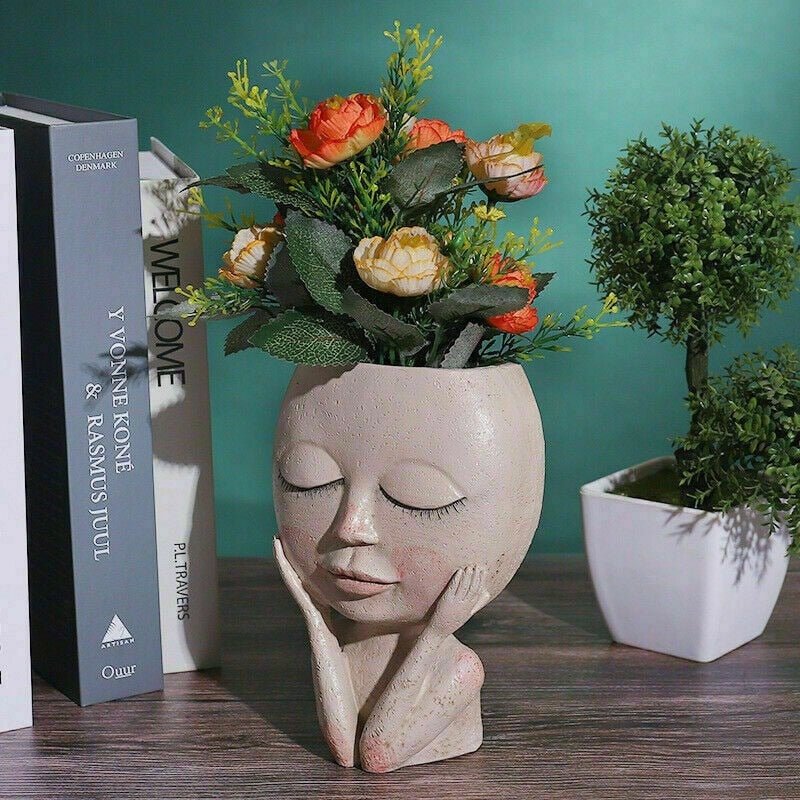 Art Statue Sculpture Potted Vase Flower Pot Decoration Ornament Hand-painted Cheek Resin Creative - KME means the very best