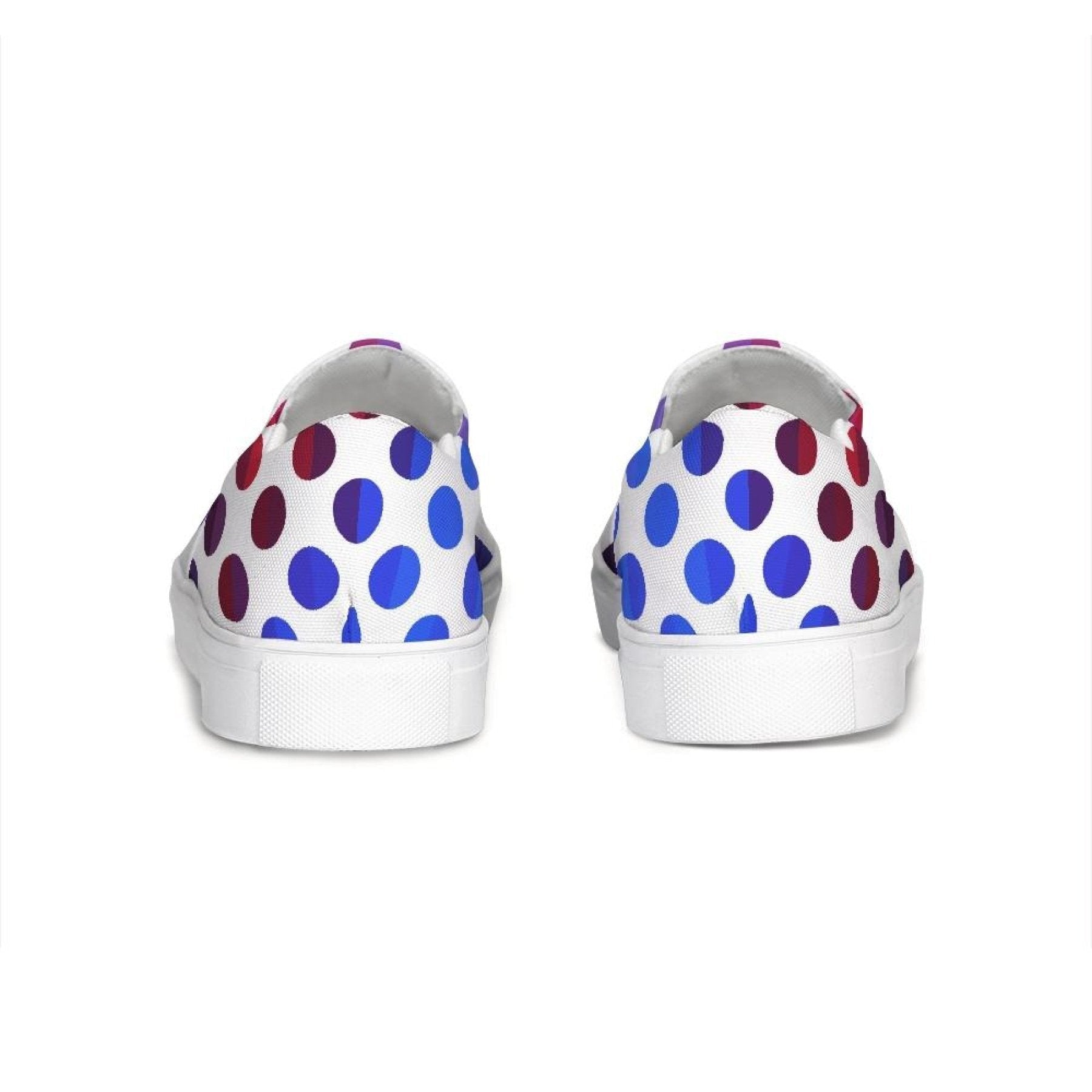 Athletic Sneakers, Low Cut Polka Dot Canvas Slip-On Sports Shoes - KME means the very best