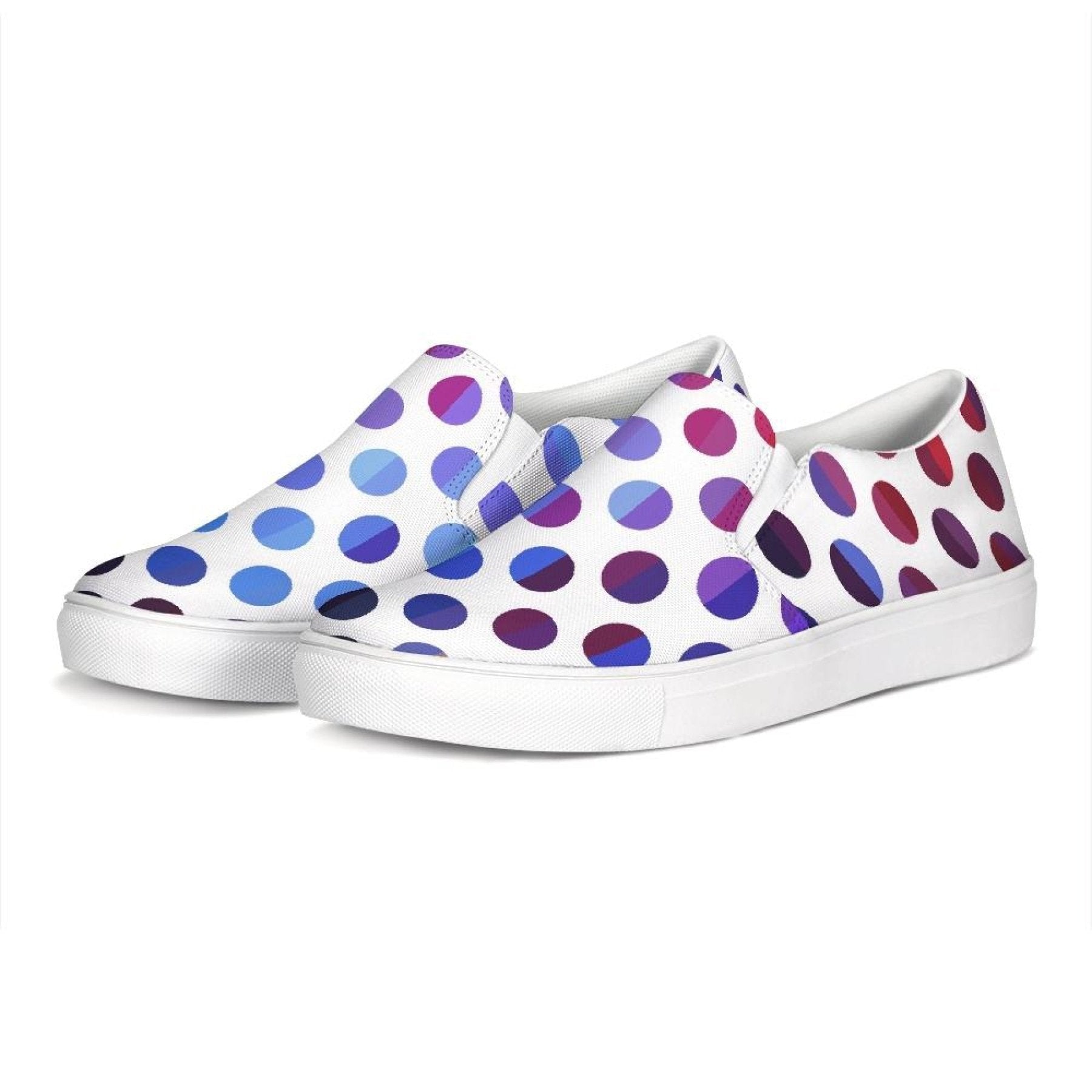 Athletic Sneakers, Low Cut Polka Dot Canvas Slip-On Sports Shoes - KME means the very best