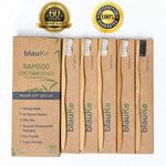 Load image into Gallery viewer, Bamboo Toothbrush Set 5-Pack - Bamboo Toothbrushes with Medium Bristles for Adults - Eco-Friendly, Biodegradable, Natural Wooden Toothbrushes - KME means the very best
