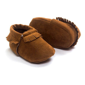 Baywell - PU Suede Leather Newborn Baby Moccasins Shoes Soft Soled Non-slip Crib First Walker - KME means the very best