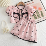 Load image into Gallery viewer, BEAR LEADER - Girls Skirt and Blouse 2pc set Sleeveless with Bow - KME means the very best
