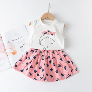 BEAR LEADER - Girls Skirt and Blouse 2pc set Sleeveless with Bow - KME means the very best