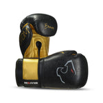 Load image into Gallery viewer, Boxing Gloves Nemesis Black and Gold Professional Mitts - KME means the very best
