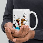 Load image into Gallery viewer, Calvin and Hobbes Dancing with Record Player Mug - KME means the very best
