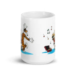 Load image into Gallery viewer, Calvin and Hobbes Dancing with Record Player Mug - KME means the very best
