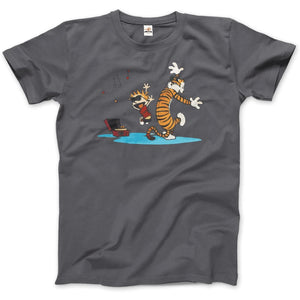 Calvin and Hobbes Dancing with Record Player T-Shirt - KME means the very best