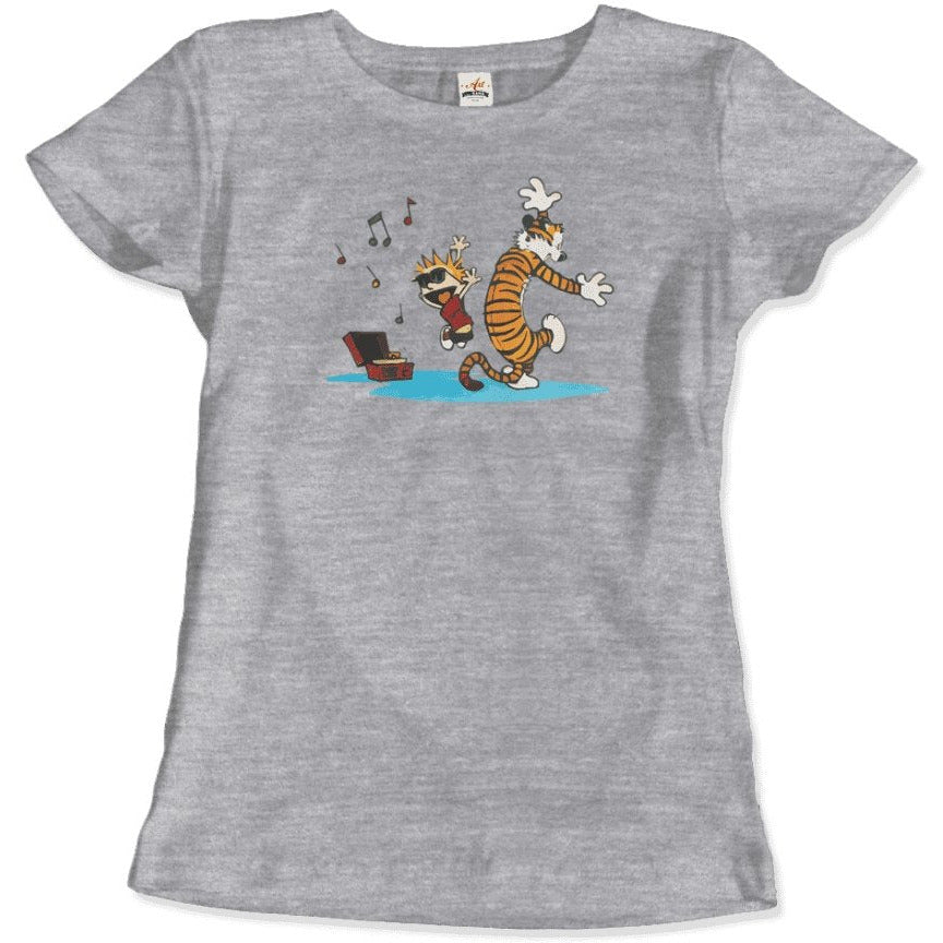 Calvin and Hobbes Dancing with Record Player T-Shirt - KME means the very best