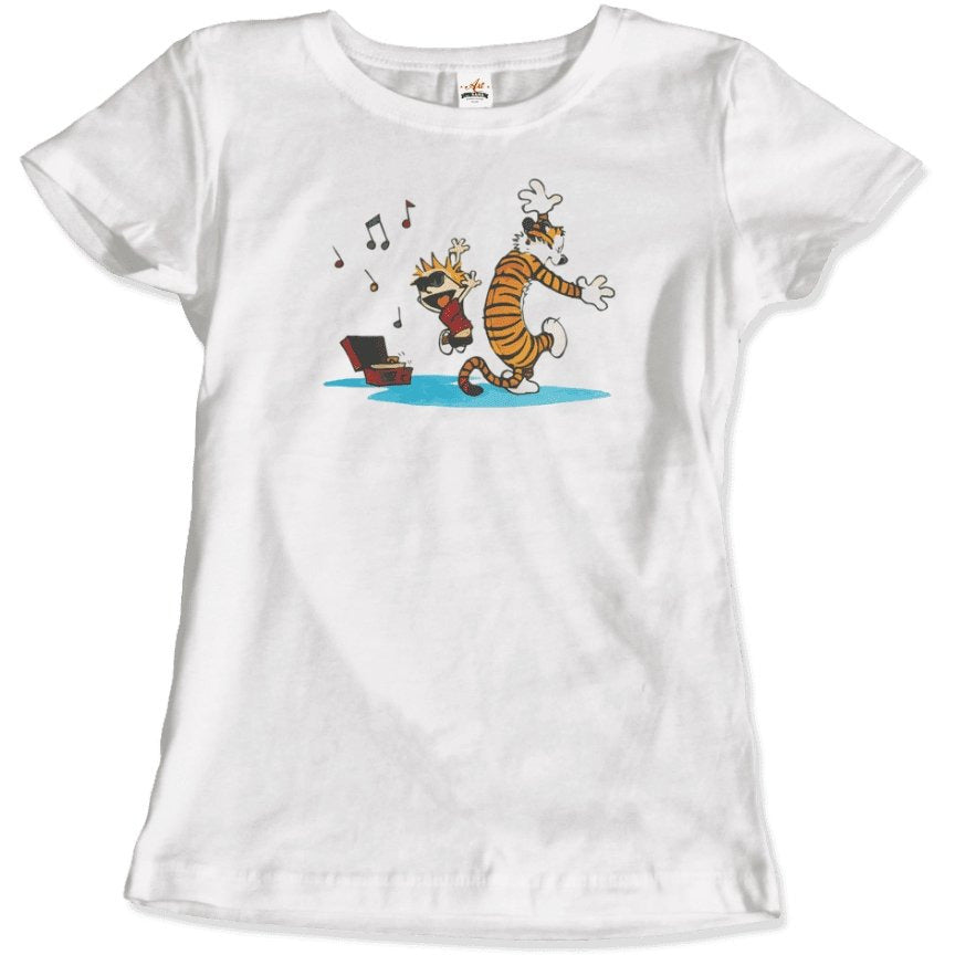 Calvin and Hobbes Dancing with Record Player T-Shirt - KME means the very best