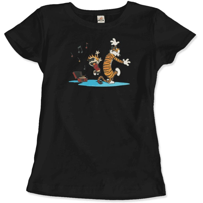 Calvin and Hobbes Dancing with Record Player T-Shirt - KME means the very best