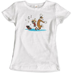 Load image into Gallery viewer, Calvin and Hobbes Dancing with Record Player T-Shirt - KME means the very best
