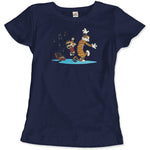 Load image into Gallery viewer, Calvin and Hobbes Dancing with Record Player T-Shirt - KME means the very best
