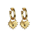 Load image into Gallery viewer, Charming Locked Heart Gold Plated Hoop Earrings: Contemporary Romance with a Touch of Sophistication - KME means the very best
