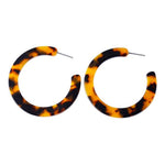 Load image into Gallery viewer, Chic Tortoiseshell Resin Hoop Annie Earrings: Effortless Style and Comfort - Lightweight Design - KME means the very best

