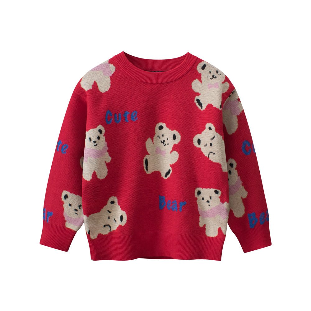 Colors Of Children Girls Knitted Cute Teddy Bear Pullover Sweater For Spring – Baby Clothing - KME means the very best