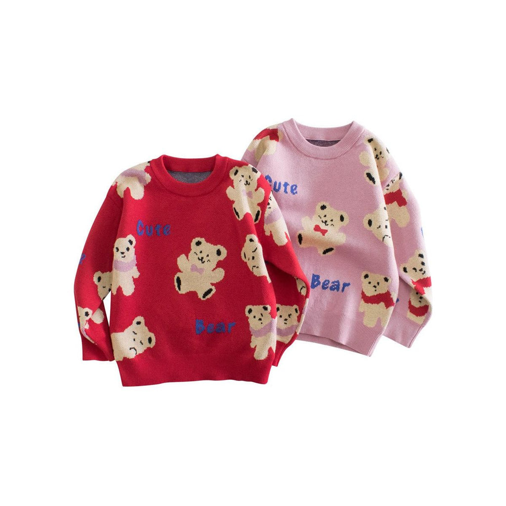 Colors Of Children Girls Knitted Cute Teddy Bear Pullover Sweater For Spring – Baby Clothing - KME means the very best