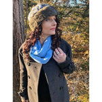 Load image into Gallery viewer, Cozy Elegance: Handmade Suede Grey and Blue Embroidered Winter Hat with Lamb Wool Trim - Unique Fashion for a Stylish Season - KME means the very best
