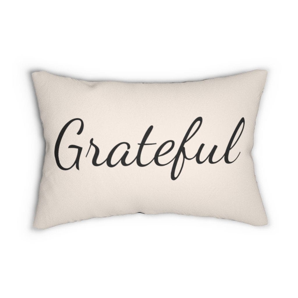 Decorative Throw Pillow - Double Sided Sofa Pillow / Grateful - Beige/black - KME means the very best