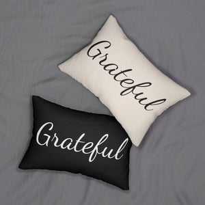 Decorative Throw Pillow - Double Sided Sofa Pillow / Grateful - Beige/black - KME means the very best