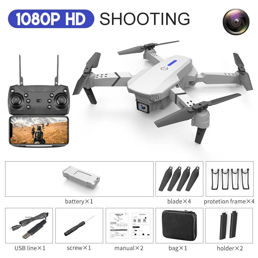 E88Pro RC Drone 4K Professional: Foldable UAV Technology with WIFI FPV and HD Camera - KME means the very best