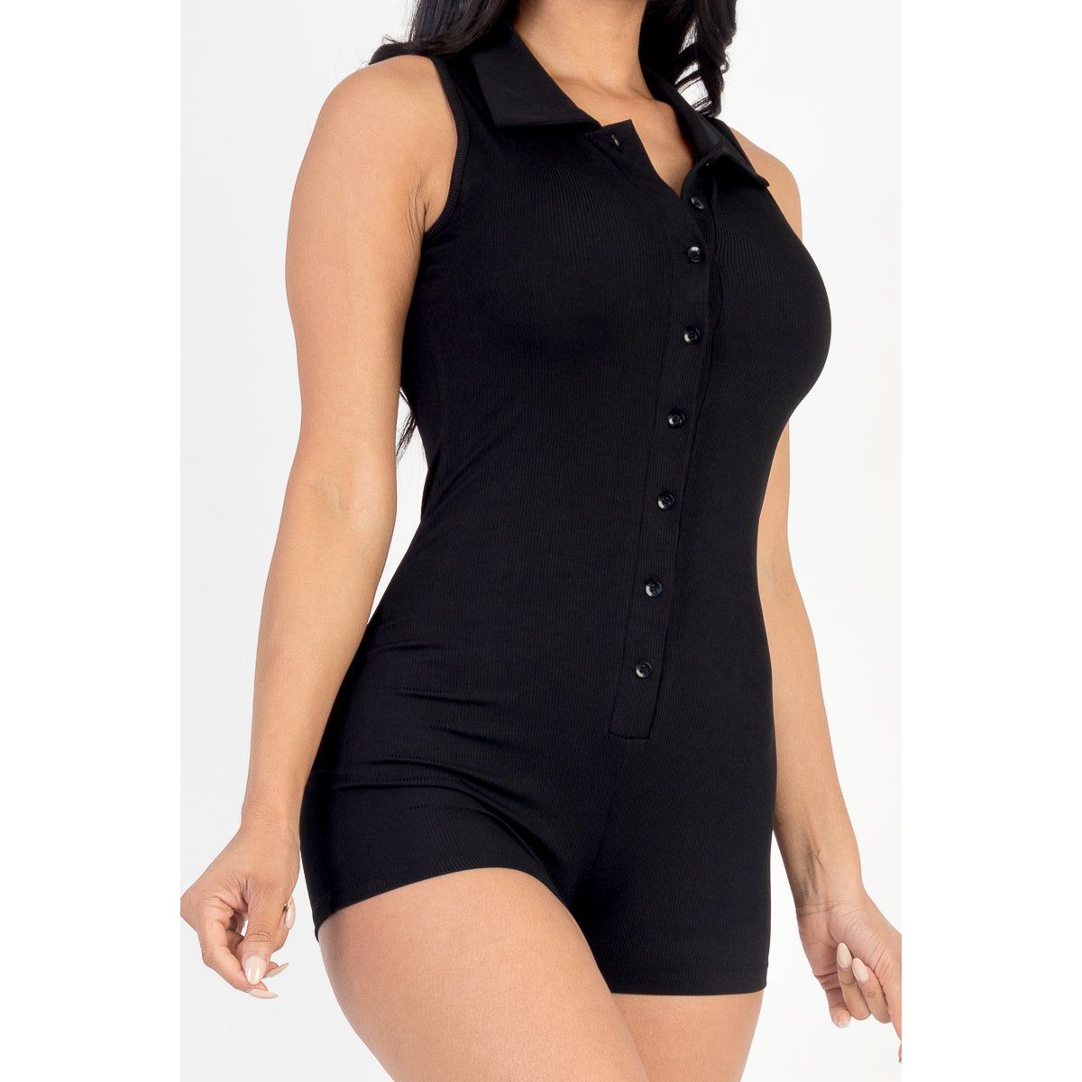 Effortless Elegance: Ribbed Knit Button Front Romper by Capella - KME means the very best