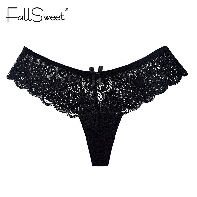 FallSweet - 5pcs/Pack! Women Underwear Transparent Lace G String Ultra Thin Knickers Briefs Bow Tangas Bragas - KME means the very best
