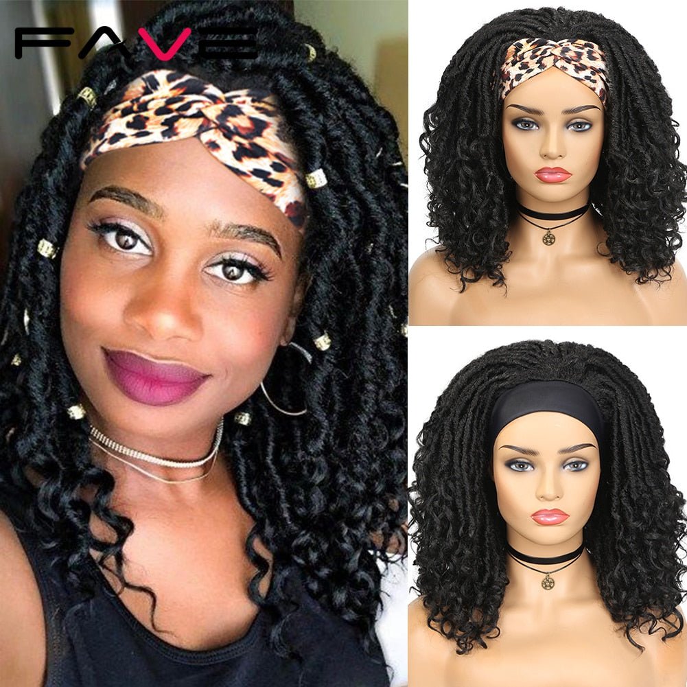 Fave Dreadlock Braided Headband Wigs Synthetic Goddess Faux Nu Locs Curly Wig Freetress Twist Crochet Hair For Black White Women - KME means the very best