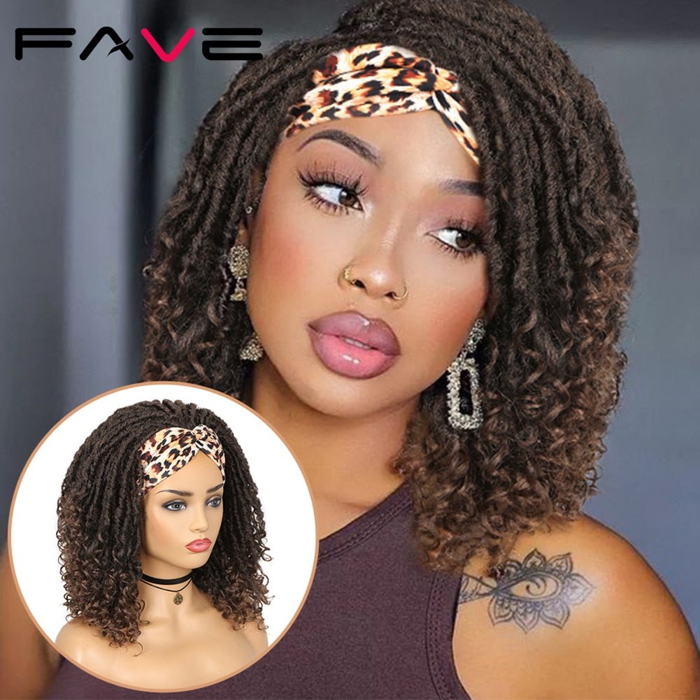 Fave Dreadlock Braided Headband Wigs Synthetic Goddess Faux Nu Locs Curly Wig Freetress Twist Crochet Hair For Black White Women - KME means the very best