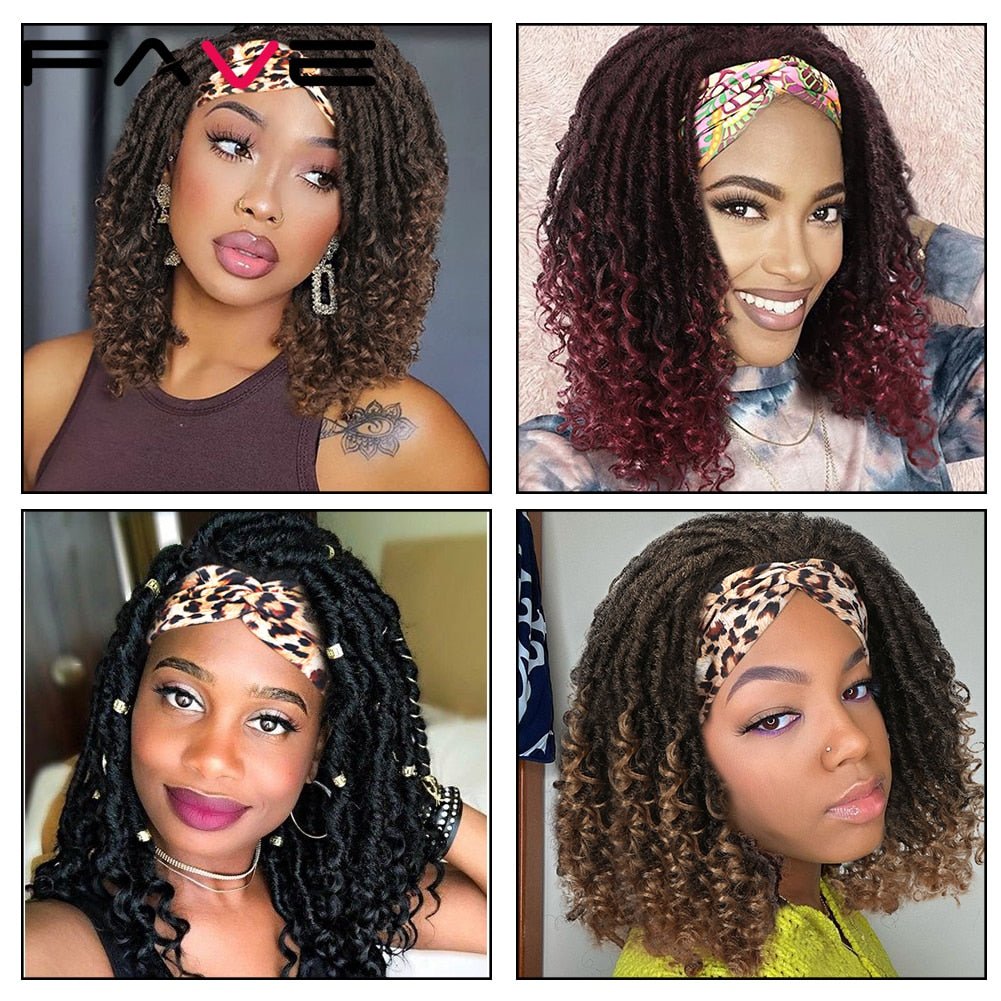 Fave Dreadlock Braided Headband Wigs Synthetic Goddess Faux Nu Locs Curly Wig Freetress Twist Crochet Hair For Black White Women - KME means the very best