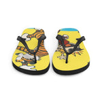 Load image into Gallery viewer, Flip Flops Calvin and Hobbes Dancing with Record Player Sandals - KME means the very best
