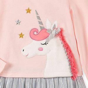 Girls’ Clothing Spring Collection – Unicorn Pattern Children’s Shirt Patchwork Dress - KME means the very best