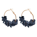 Load image into Gallery viewer, Graceful Gold Plated Aussie Hoop Earrings: Light Blue Petals for Effortless Movement - Lightweight Design - KME means the very best
