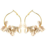 Load image into Gallery viewer, Graceful Gold Plated Aussie Hoop Earrings: Light Blue Petals for Effortless Movement - Lightweight Design - KME means the very best
