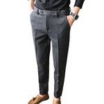 Load image into Gallery viewer, Grey Men&#39;s Woolen Pants - Slim Business Style | Fashionable Pantalones Hombre | Autumn/Winter | Sizes 28-36 - KME means the very best
