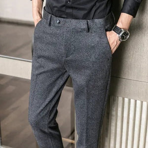 Grey Men's Woolen Pants - Slim Business Style | Fashionable Pantalones Hombre | Autumn/Winter | Sizes 28-36 - KME means the very best