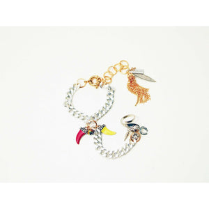 Hand Chain Bracelet with colorful enamel charms - KME means the very best