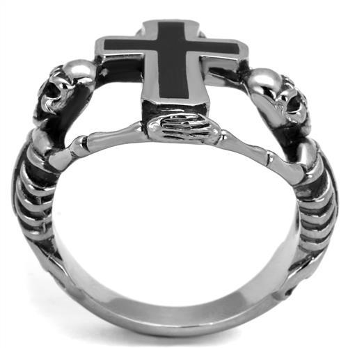 High polished Stainless Steel Ring with Epoxy in Jet - KME means the very best