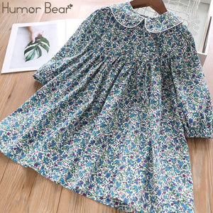 Humor Bear Girls Floral Dress Baby Girls Dress Party College Style Lapel Princess Dress - KME means the very best