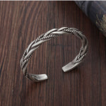 Load image into Gallery viewer, KME- Men&#39;s Bracelet Silver Twisted Woven Bangle Neutral Retro Original Handmade Exquisite Unique Opening Bracelet Gift - KME means the very best
